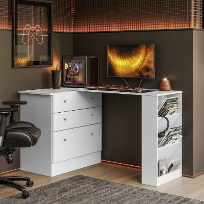 Cômoda Com Mesa Giratória Gamer Dritex branco