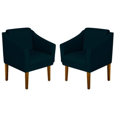 Kit 02 Poltrona Decorativa Gran Diego Dritex suede Azul