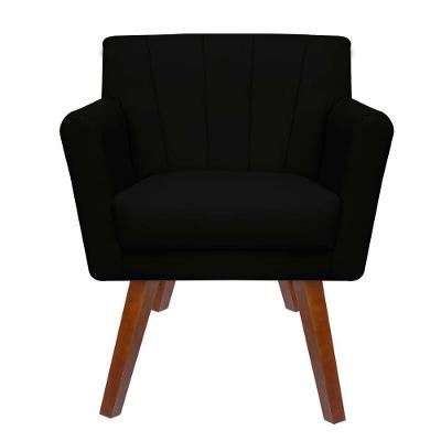 Poltrona Decorativa Clinicas Iza Pés Quadrados Dritex sintetico Preto