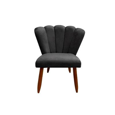 Poltrona Cadeira Pétala Penteadeira Dritex suede Preto
