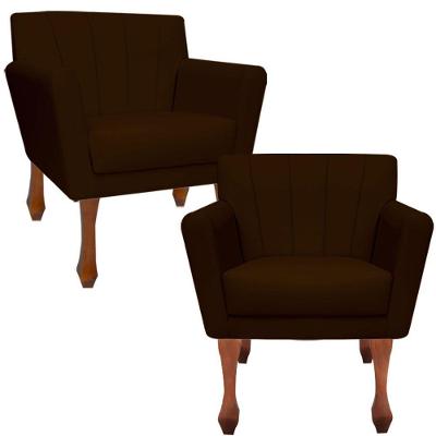 Kit Poltronas Decorativa Clinicas Iza Retro Dritex sintetico Marrom