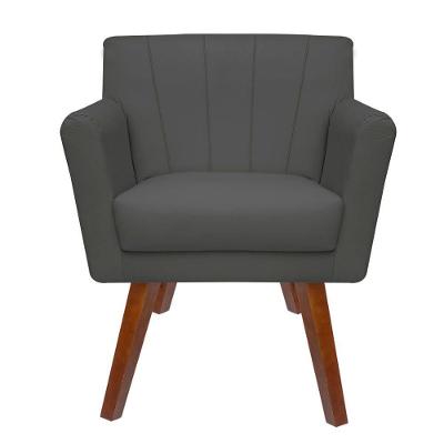 Poltrona Decorativa Clinicas Iza Pés Quadrados Dritex sintetico Cinza