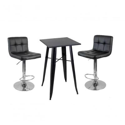 Conjunto Mesa Tolix Com 2 Banquetas Gomos Estofadas Conforto E Estilo - Preto
