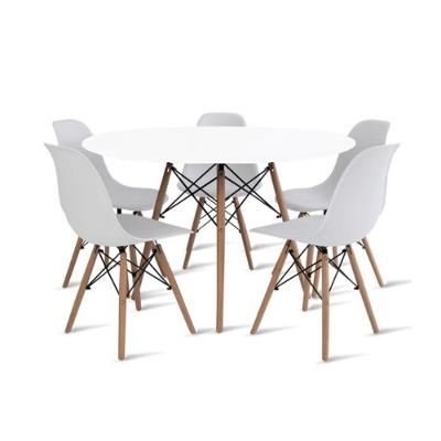 Conjunto De Mesa Eames Eiffel Redonda 120cm Branco + 5 Cadeiras Brancas