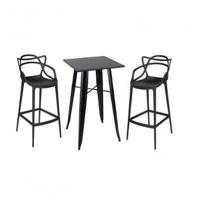 Kit Mesa Bistrô Tolix Com 2 Banquetas Altas Allegra ? Preto