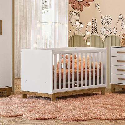 Berço Mini Cama Para Quarto Infantil Linha Encanto Slim branco Acetinado