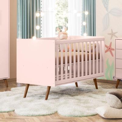 Berço Mini Cama Para Quarto Infantil Linha Q Encanto Retro rosa Acetinado