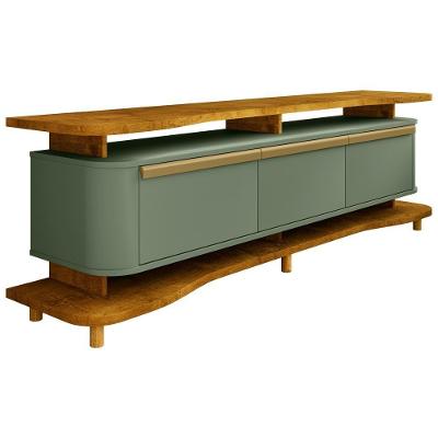 Rack Para Sala De Estar Tv 75 Pol Orgânico Maui B02 Naturalle Pistache - Lyam Decor