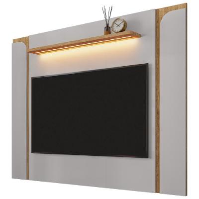 Painel Para Tv 75 Pol Com Led 180cm Maresca B02 Off White Cinamomo - Lyam Decor