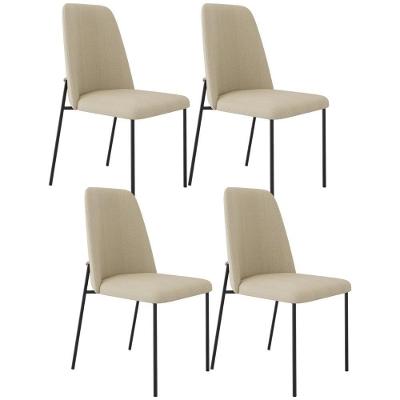 Kit 04 Cadeiras Decorativa Estofada Para Sala De Jantar Bella L02 Linho Bege Escuro - Lyam Decor