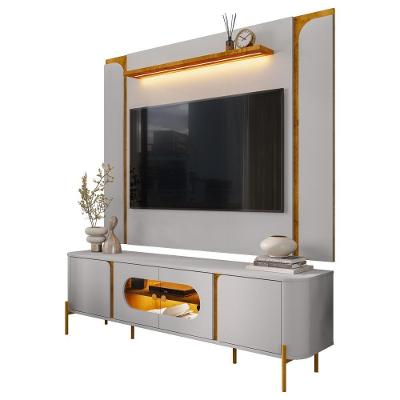 Rack Para Sala Orgânico Suy Com Painel Para Tv 75 Pol Maresca B02 Off White Naturalle - Lyam Decor