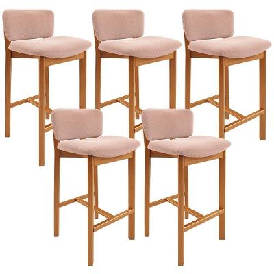 Kit 05 Banquetas Alta Para Cozinha Sala De Jantar Bar Dara L02 Bouclê Rosê - Lyam Decor