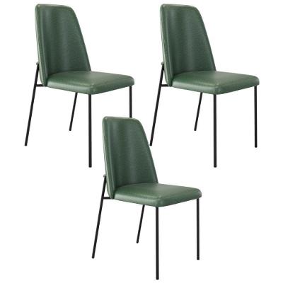 Kit 03 Cadeiras Decorativa Estofada Para Sala De Jantar Bella L02 Couríssimo Verde - Lyam Decor