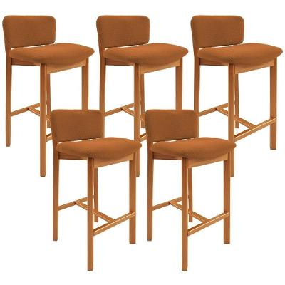 Kit 05 Banquetas Alta Para Cozinha Sala De Jantar Bar Dara L02 Bouclê Terracota - Lyam Decor