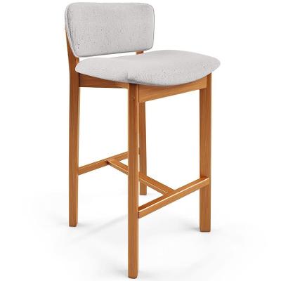 Banqueta Alta Para Cozinha Sala De Jantar Bar Dara L02 Linho Cinza - Lyam Decor