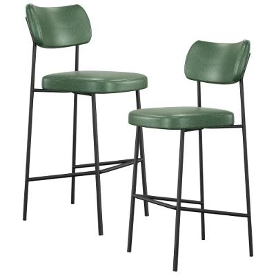 Kit 02 Banquetas Alta Bar Cozinha Sala De Jantar Preto Melina L02 Couríssimo Verde - Lyam Decor