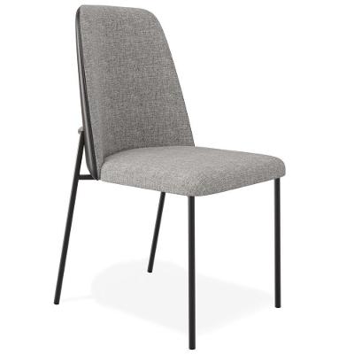 Cadeira Decorativa Estofada Sala De Jantar Bella L02 Couríssimo Preto Linho Cinza Escuro - Lyam Decor