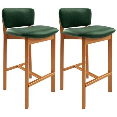 Kit 02 Banquetas Alta Para Cozinha Sala De Jantar Bar Dara L02 Couríssimo Verde Musgo - Lyam Decor