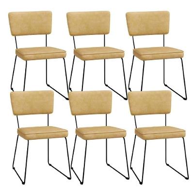 Kit 6 Cadeiras Decorativa Estofada Para Sala De Jantar Allana L02 Couríssimo Casco Fendi - Lyam Decor