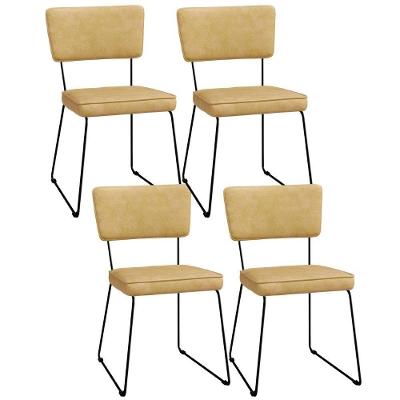 Kit 4 Cadeiras Decorativa Estofada Para Sala De Jantar Allana L02 Couríssimo Casco Fendi - Lyam Decor