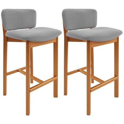 Kit 02 Banquetas Alta Para Cozinha Sala De Jantar Bar Dara L02 Bouclê Cinza - Lyam Decor