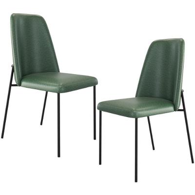 Kit 02 Cadeiras Decorativa Estofada Para Sala De Jantar Bella L02 Couríssimo Verde - Lyam Decor