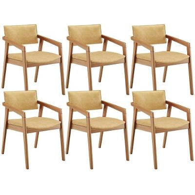Kit 06 Cadeiras Para Sala De Jantar Estar Living Giorgia L02 Couríssimo Casco Fendi - Lyam Decor
