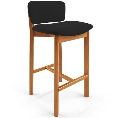 Banqueta Alta Para Cozinha Sala De Jantar Bar Dara L02 Suede Preto - Lyam Decor