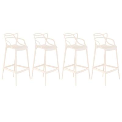 Kit 4 Banquetas Altas Masters Allegra 76 Cm Creme Creme