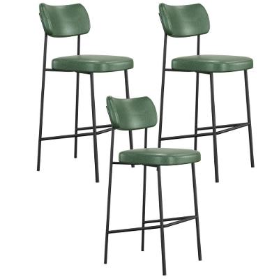 Kit 03 Banquetas Alta Bar Cozinha Sala De Jantar Preto Melina L02 Couríssimo Verde - Lyam Decor