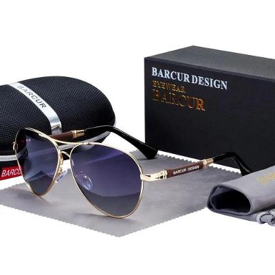 Óculos De Sol Design Titanium Aluminio Estilo Piloto Polarizado Uv400 Dourado