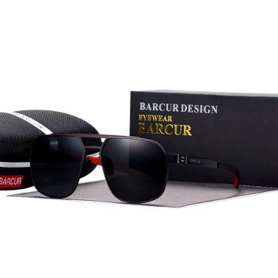 Óculos De Sol Polarizados Design Quadrado Com Proteção Uv400 Preto Vermelho