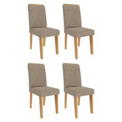 Conjunto 4 Cadeiras Taís Nature-linho Bege - Cimol Móveis Nature-linho Bege
