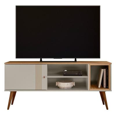 Rack Bancada Milão 136cm Off White-nature Para Tv Até 55? - Peternella Móveis Off White-nature
