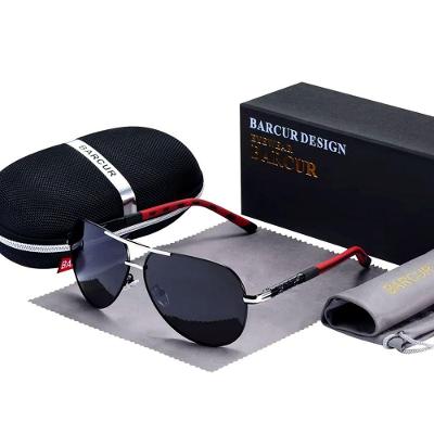Óculos Design Aviador De Aluminio Vintage Polarizado Proteção Uv400 Preto Vermelho