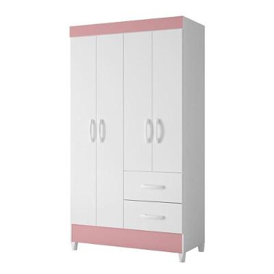 Guarda Roupa Mobi 4 Portas E 2 Gavetas Flex Branco-rosa - Móveis Albatroz Branco-rosa