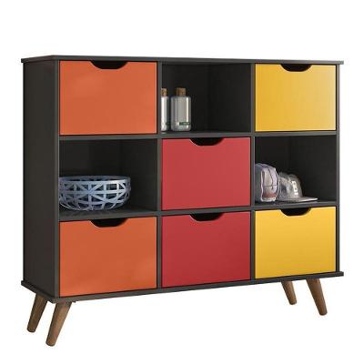 Nicho Organizador Retrô 1478 Com 6 Gavetas Preto-colorido - Qmovi Preto-colorido