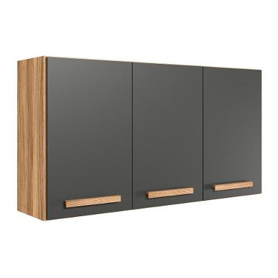 Armário Aéreo Intenza 120cm 3 Portas Freijó-chumbo - Nicioli Freijó-chumbo