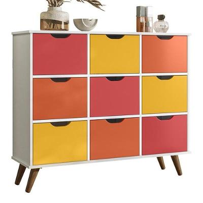 Nicho Organizador Retrô 1478 Com 9 Gavetas Branco-colorido - Qmovi Branco-colorido