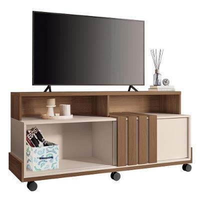 Rack Bancada Graci 1.3 Castanho-off White Para Tv Até 50? - Hb Móveis Castanho-off White