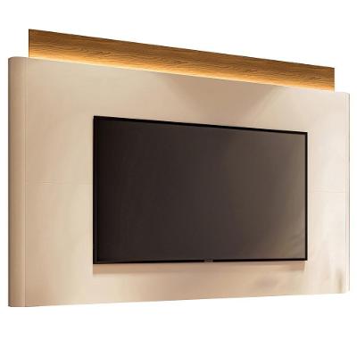Painel Para Tv 85 Pol Orgânico Com Led 208cm Aslan B01 Off White Cinamomo - Lyam Decor