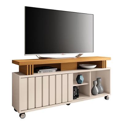 Rack Bancada Briz 1.3 Off White-cinamomo Para Tv Até 50? - Hb Móveis Off White-cinamomo