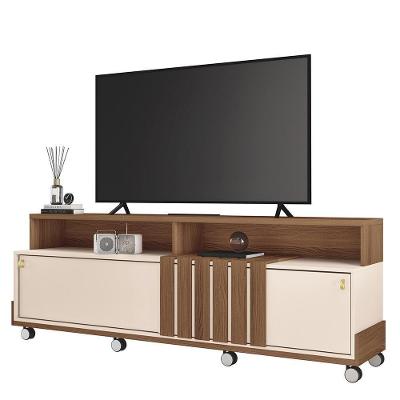 Rack Bancada Graci 1.8 Castanho-off White Para Tv Até 70? - Hb Móveis Castanho-off White