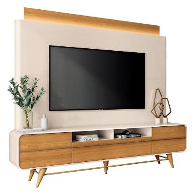 Estante Home Theater Nobre Off White-cinamomo Para Tv Até 85? - Hb Móveis Off White-cinamomo