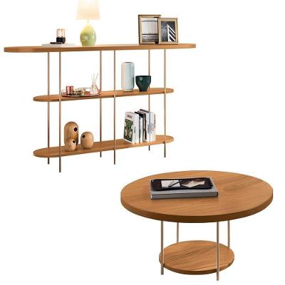 Aparador Intinity E Mesa De Centro Sky Com Tampo Em Mdf Cinamomo - Hb Móveis Cinamomo