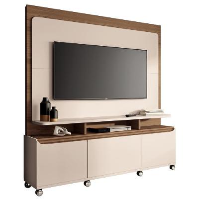Estante Home Theater Quantum Off White-castanho Para Tv Até 70? - Hb Móveis Off White-castanho