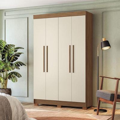 Guarda-roupa Casal 130cm 4 Pt 2 Gv Homero Estilo Mm Jatoba/areia