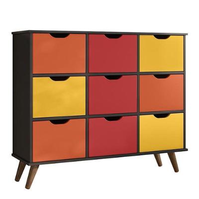 Nicho Organizador Retrô 1478 Com 9 Gavetas Preto-colorido - Qmovi Preto-colorido