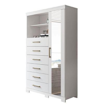 Multi-cômoda Marabá 1.6 1 Porta 6 Gavetas Branco Com Pés E Espelho - Santos Andirá Branco