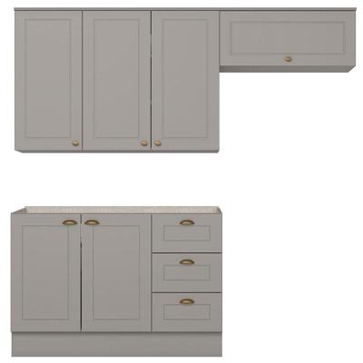 Cozinha Modulada 3 Portas Balcao Sem Tampo 200 Cm Americana Cinza Henn